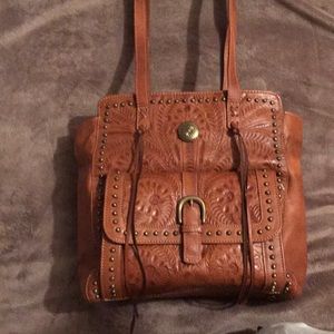 Beautiful tan leather American West tote!